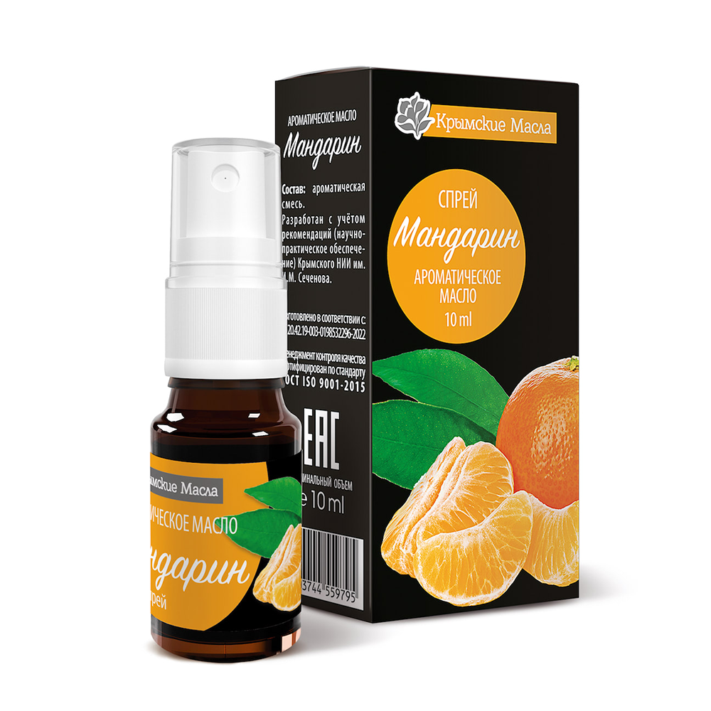КРЫМСКИЕ МАСЛА Масло ароматическое Мандарин, спрей / Крымские масла 10 мл, фото 2
