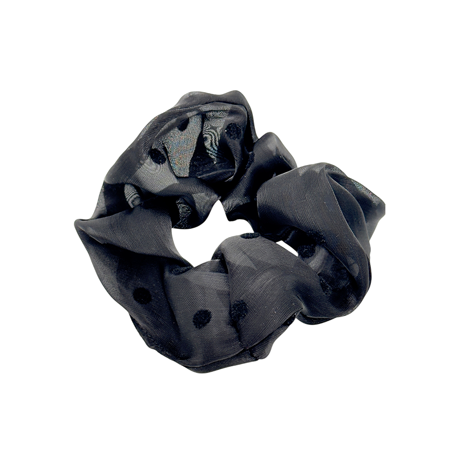 IWOU PROFESSIONAL Резинка для волос Органза в горошек черная 1шт, фото 2