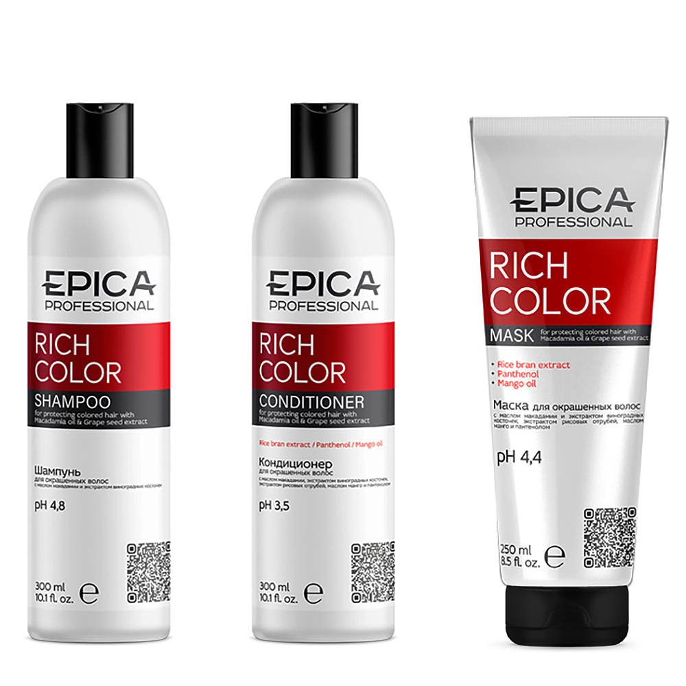 EPICA PROFESSIONAL Набор для окрашенных волос (шампунь 300 мл + кондиционер 300 мл + маска 250 мл) Rich Color, фото 5