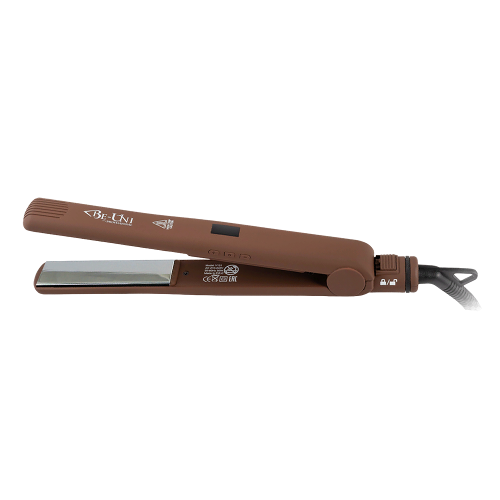 BE-UNI PROFESSIONAL Утюжок для выпрямления волос Iron Brown Pro с зеркальным титановым покрытием, коричневый