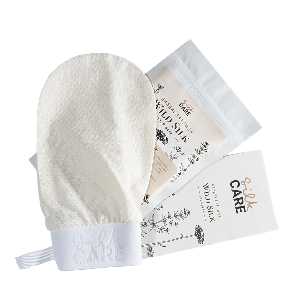 SILK CARE Варежка шелковая для пилинга натуральная дойпак / Silk Care Wild Silk, фото 3