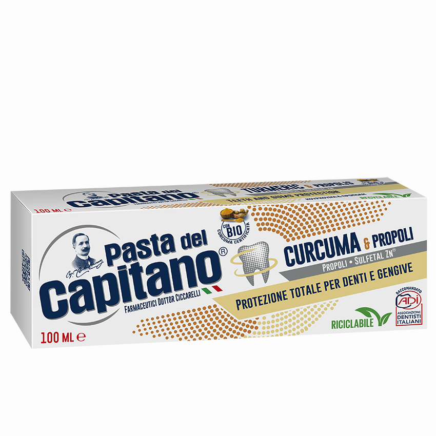PASTA DEL CAPITANO Паста зубная комплексная защита Куркума и Прополис / Teeth and Gums Protection Turmeric & Propolis 100 мл, фото 2