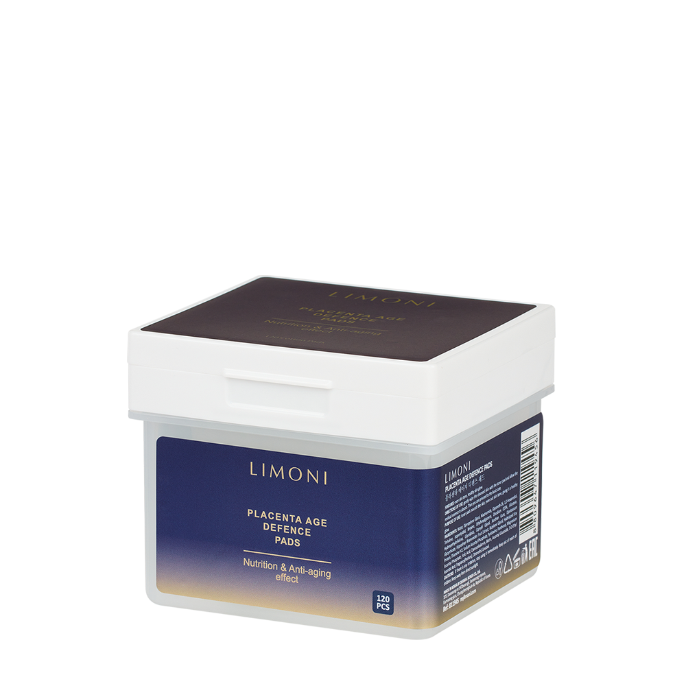 LIMONI Тонер-пэды питательные для лица с плацентой / Placenta Age Defence Pads 120 шт, фото 1