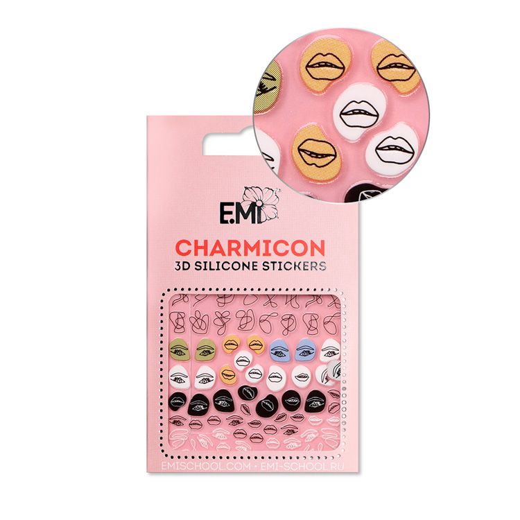 E.MI Декор для ногтей №125 Губы и глаза / Charmicon 3D Silicone Stickers