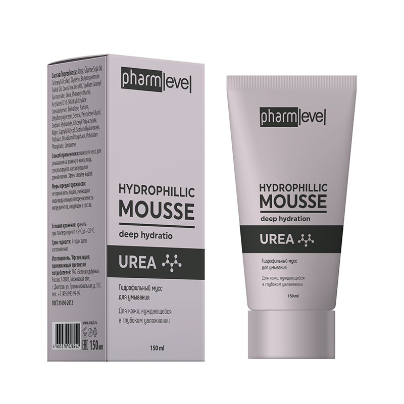 PHARMLEVEL Мусс гидрофильный для умывания / UREA 150 мл, фото 2