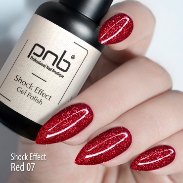 PNB 07 гель-лак для ногтей светоотражающий, красный / Gel Polish SHOCK EFFECT Red PNB UV/LED 8 мл