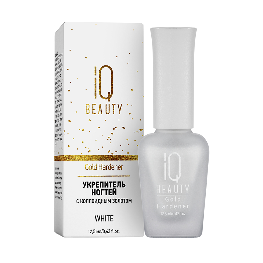 IQ BEAUTY Укрепитель для ослабленных и ломких ногтей с коллоидным золотом / Gold Hardener White 12,5 мл, фото 2