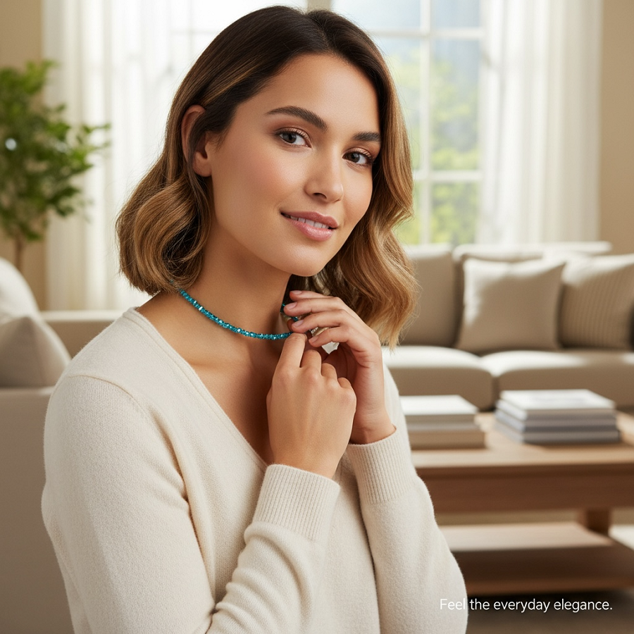 IWOU PROFESSIONAL Чокер Кристалики бирюза, фото 3