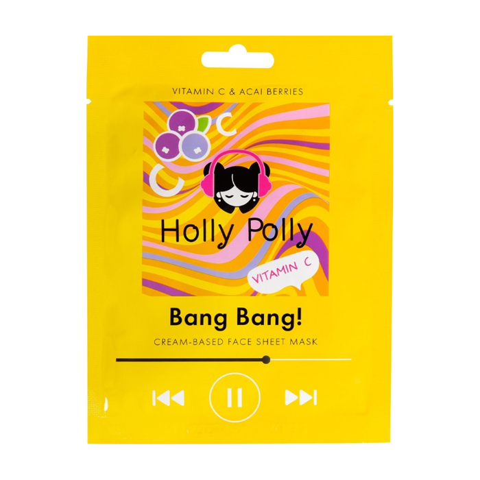 HOLLY POLLY Маска для лица тканевая, витаминная, на кремовой основе, с витамином С и ягодами асаи / Holly Polly Bang Bang! 22 гр
