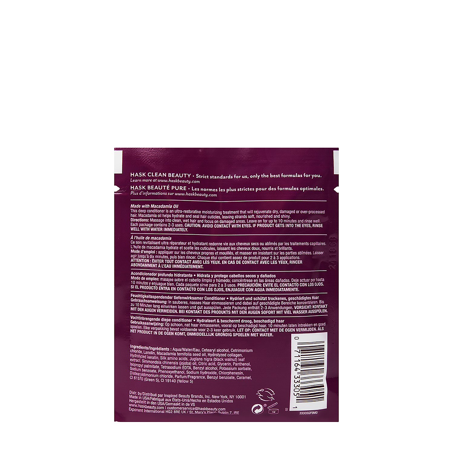 HASK Кондиционер увлажняющий с маслом макадамии, саше / Macadamia Oil Moisturizing Deep Conditioner Sachet 50 мл, фото 2