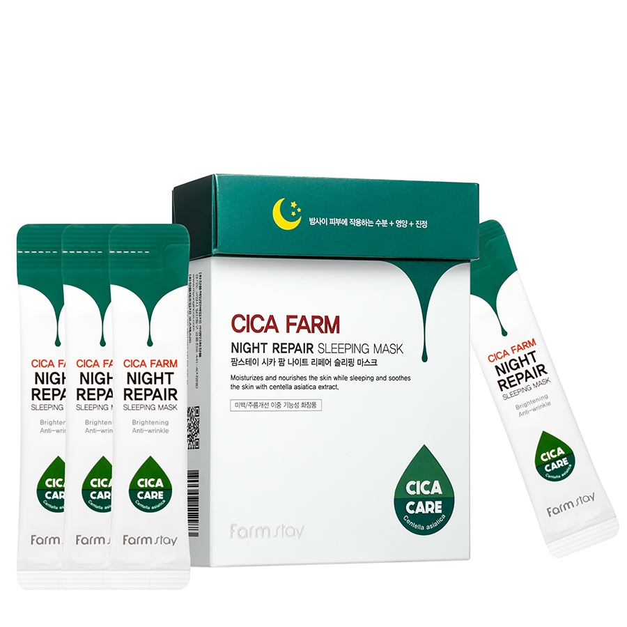 FARMSTAY Маска ночная восстанавливающая для лица с центеллой / Cica Farm Night Repair Sleeping Mask 20*4 мл, фото 2