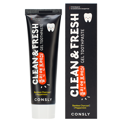 CONSLY Паста зубная гелевая с бамбуковым углем и перечной мятой / Clean&Fresh Consly 105 гр, фото 2