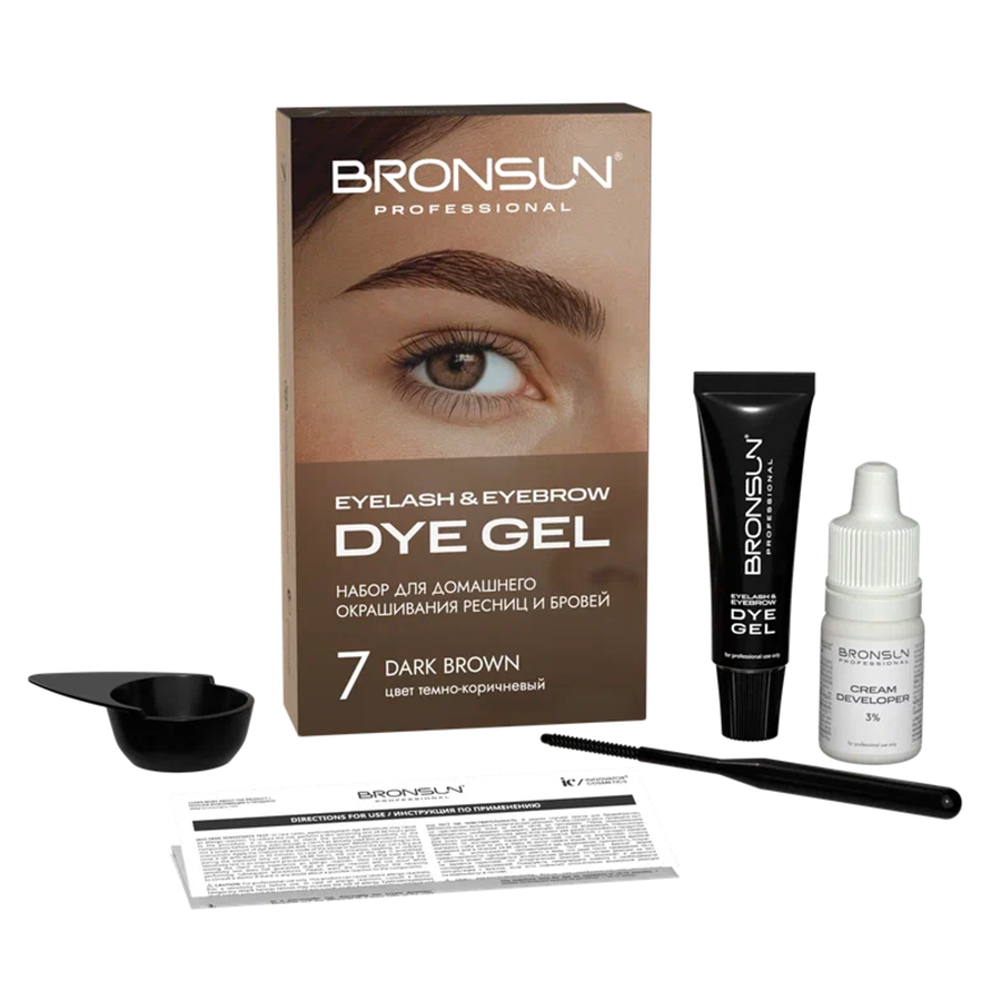 BRONSUN Набор для домашнего окрашивания, темно-коричневый #7 / Eyelash And Eyebrow Dye Gel 35 гр, фото 3