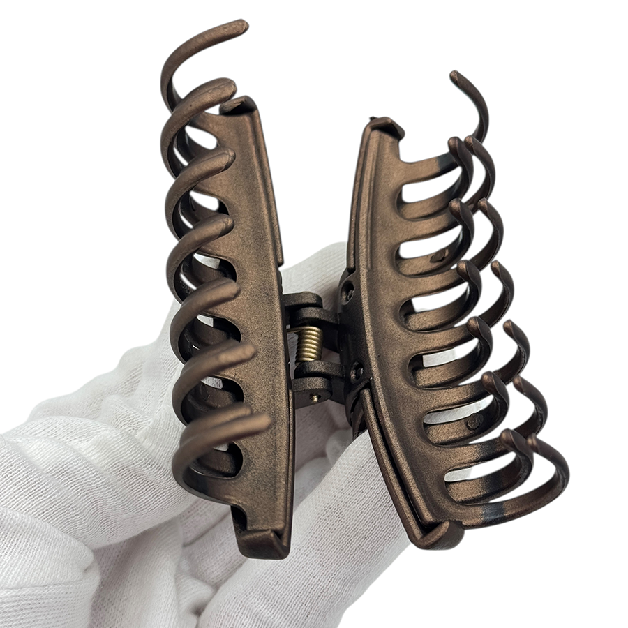 IWOU PROFESSIONAL Краб для волос двухрядный Акула коричневый 8,5см, фото 5