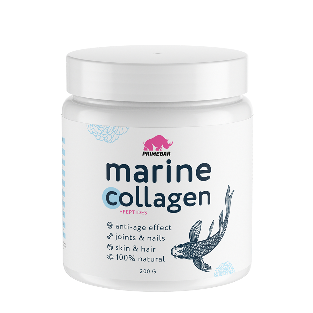 PRIMEBAR Биологически активная добавка к пище коллаген морской рыбный натуральный, без добавок / Hydrolyzed marine collagen peptides 200 г анти эйдж коллаген морской пак 120г 1