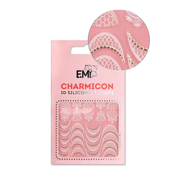 Купить E.MI Декор для ногтей №108 Кружевные лунулы / Charmicon 3D Silicone Stickers