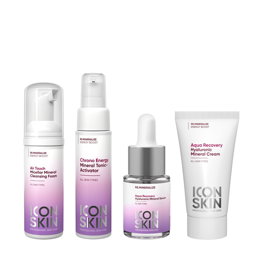 ICON SKIN Набор для интенсивного увлажнения (пенка 50 мл + тоник 50 мл + сыворотка 15 мл + крем 20 мл) Re:Mineralize trial size, фото 3