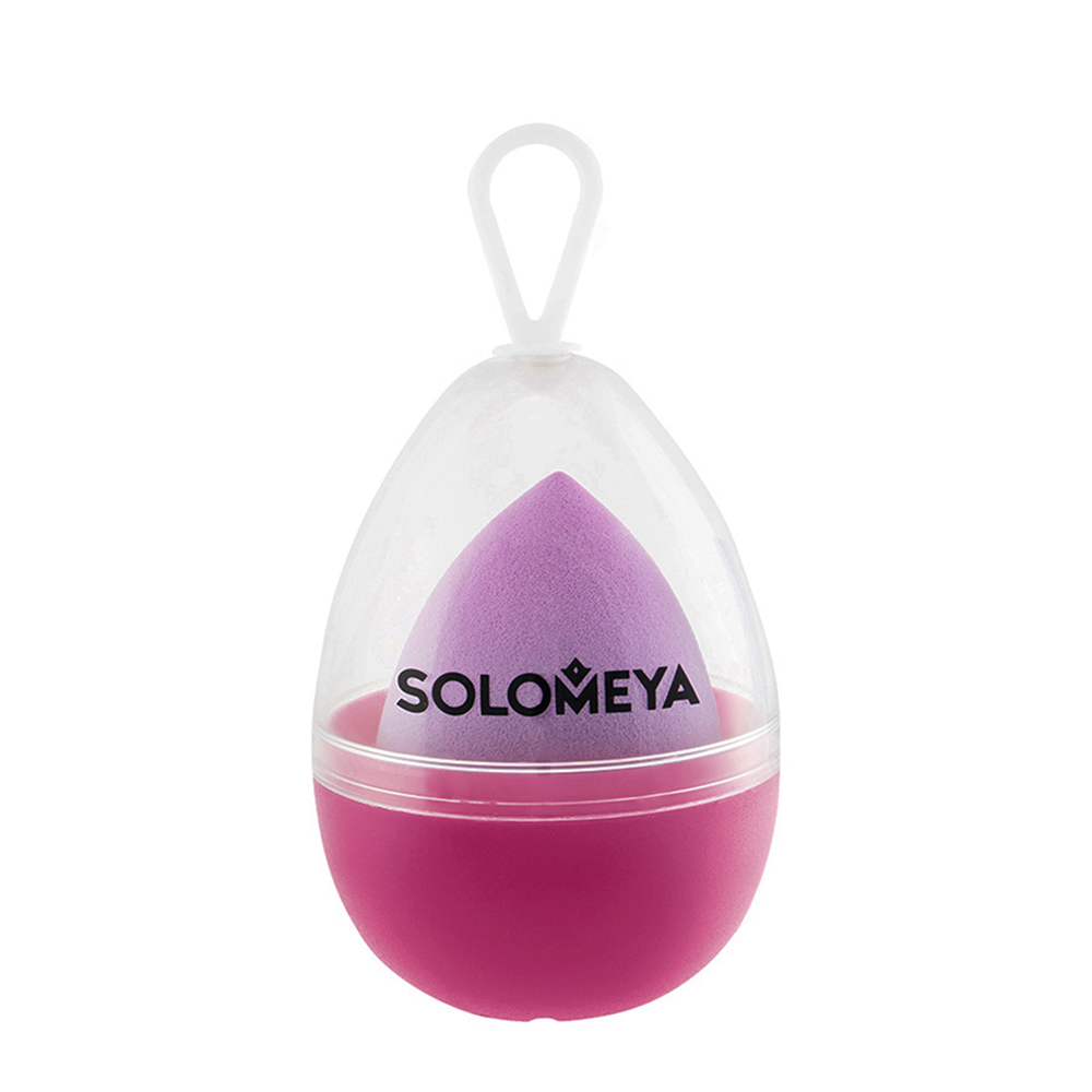 SOLOMEYA Спонж большой косметический двусторонний для макияжа капля, фиолетовый градиент/ Large Drop Double-ended blending sponge Purple Gradient 1 шт