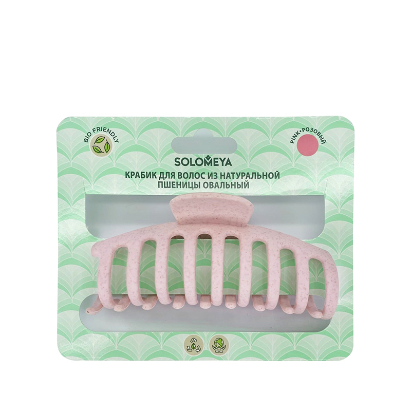 SOLOMEYA Крабик для волос из натуральной пшеницы овальный, розовый / Straw Claw Hair Clip Round Pink, фото 2