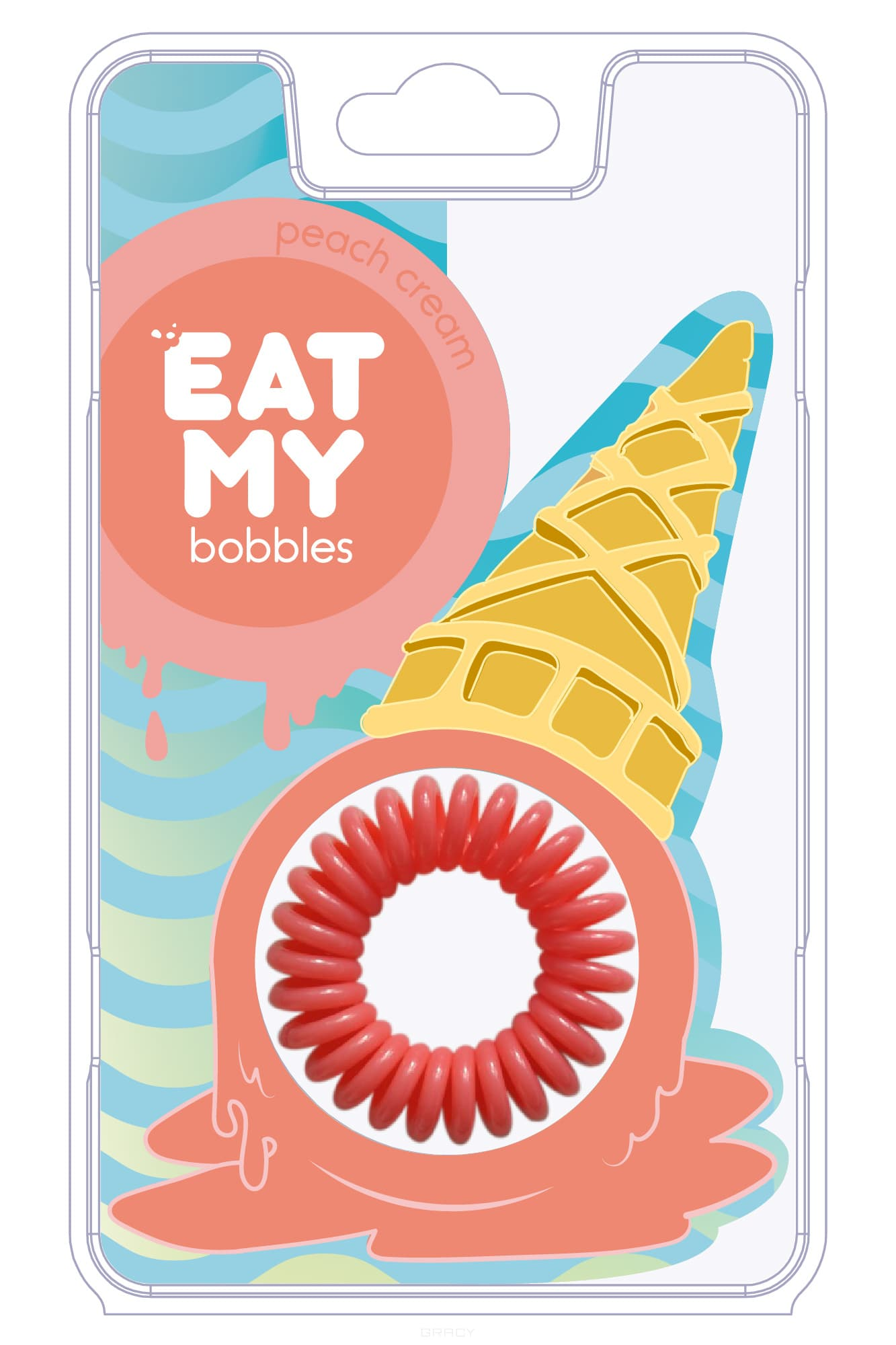 EAT MY BOBBLES Резинка для волос в цвете Сливочный персик, фото 1