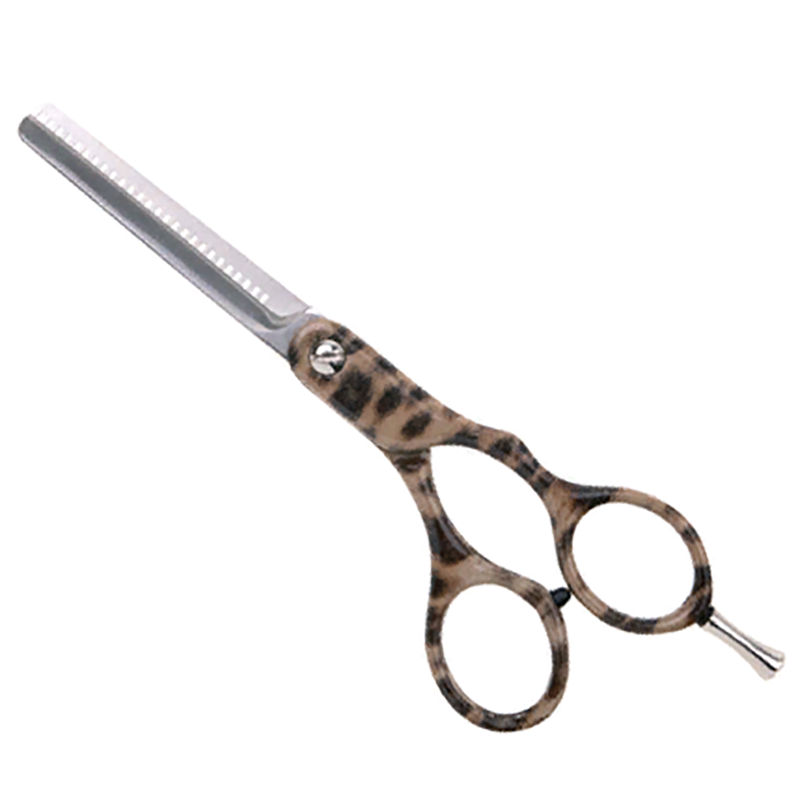 DEWAL PROFESSIONAL Ножницы парикмахерские филировочные 5,5" 28 зубцов (узор леопард)