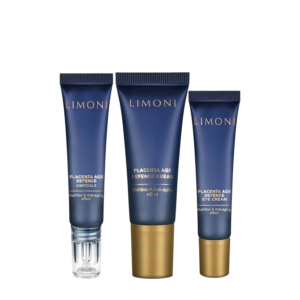 LIMONI Набор для ухода за тусклой, сухой кожей (крем 25 мл, крем для глаз 15 мл, сыворотка 15 мл) Placenta Age Defenсe Care Set, фото 2