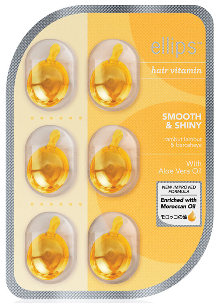 ELLIPS Масло для интенсивного питания и увлажнения поврежденных волос, желтые капсулы / Smooth & Shiny 6 шт (5,49 г)