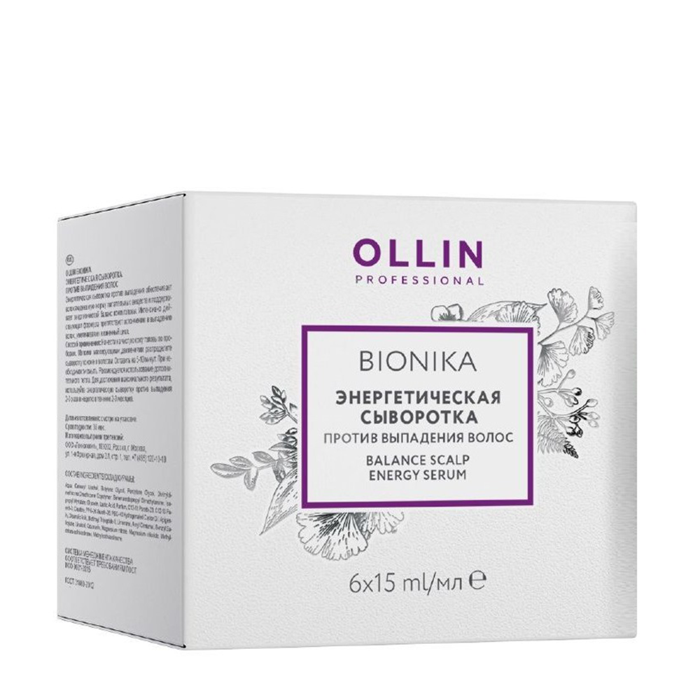 OLLIN PROFESSIONAL Сыворотка энергетическая против выпадения волос / BioNika 6 х 15 мл
