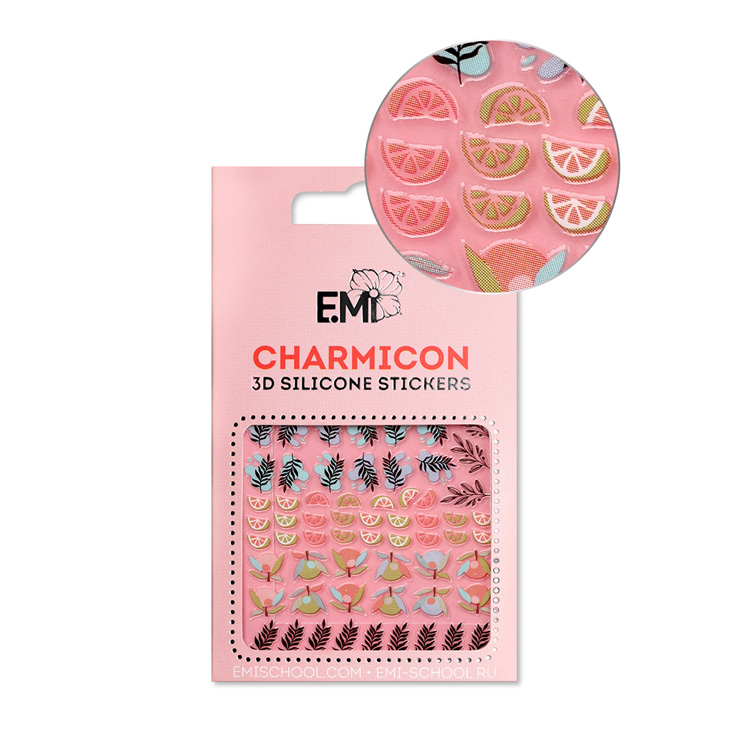 Купить E.MI Декор для ногтей №127 Листья и фрукты / Charmicon 3D Silicone Stickers