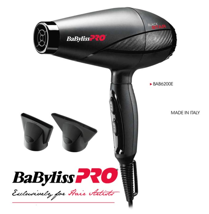 BABYLISS PRO Фен BaByliss Pro BLACK STAR, 2 насадки, 2000Вт, фото 3