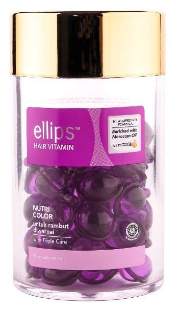ELLIPS Масло для питания и сохранения блеска окрашенных волос, фиолетовые капсулы / Nutri Color 50 шт (45 г)