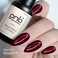 PNB 08 гель-лак для ногтей светоотражающий, бордовый / Gel Polish SHOCK EFFECT Burgundy PNB UV/LED 8 мл, фото 2