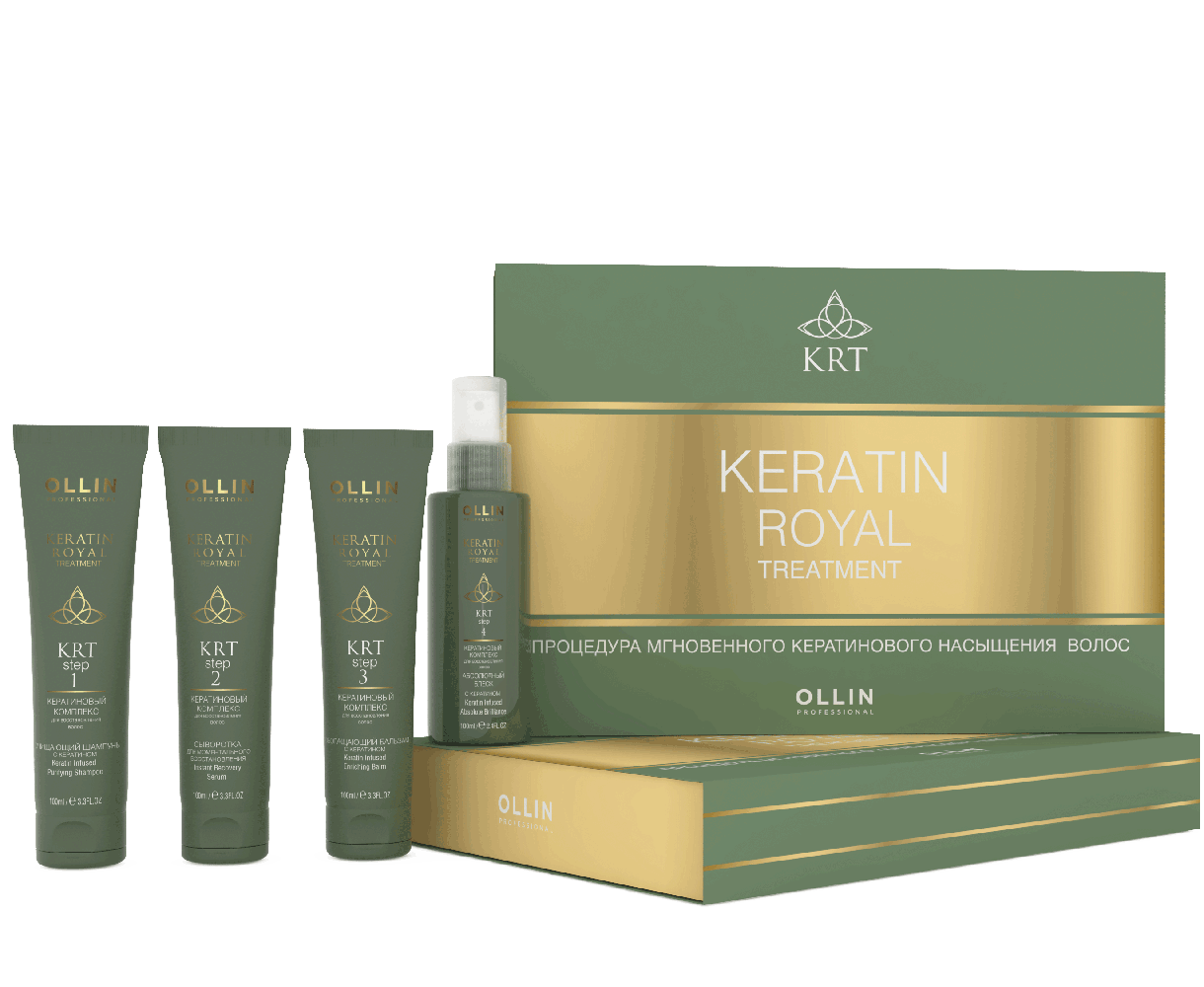 OLLIN PROFESSIONAL Набор (шампунь, бальзам, сыворотка, блеск) / Keratine Royal Treatment 4*100 мл, фото 2