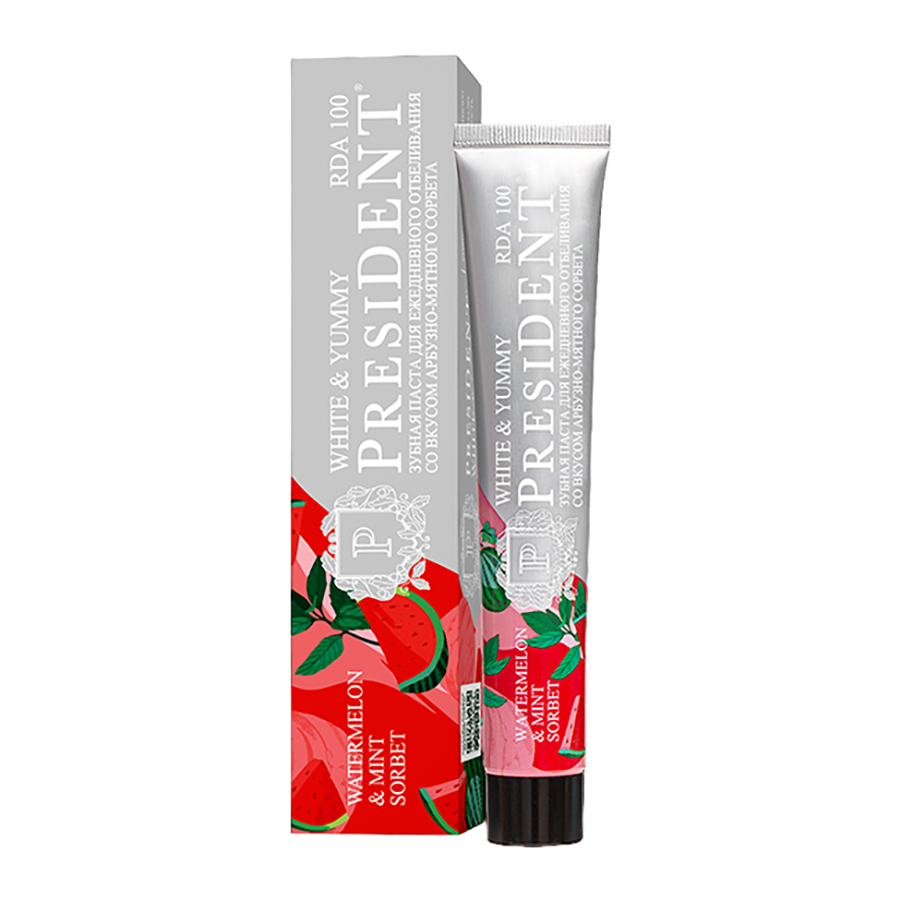 PRESIDENT Паста зубная Арбузно-мятный сорбет / PRESIDENT White & Yummy 75 гр, фото 3
