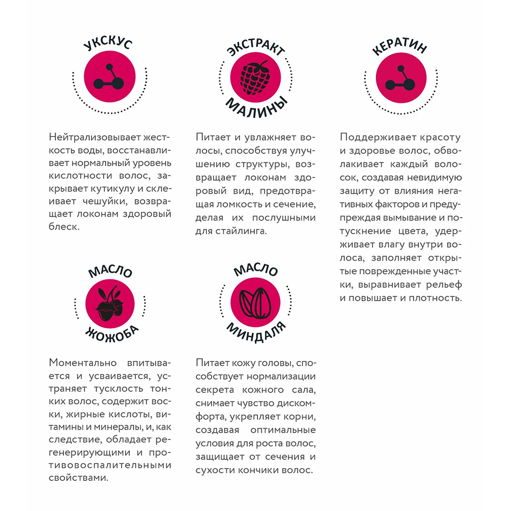 ARAVIA Professional Маска мультиактивная с малиновым уксусом и кератином / Hair System Raspberry Vinegar Multi-mask 200 мл, фото 5