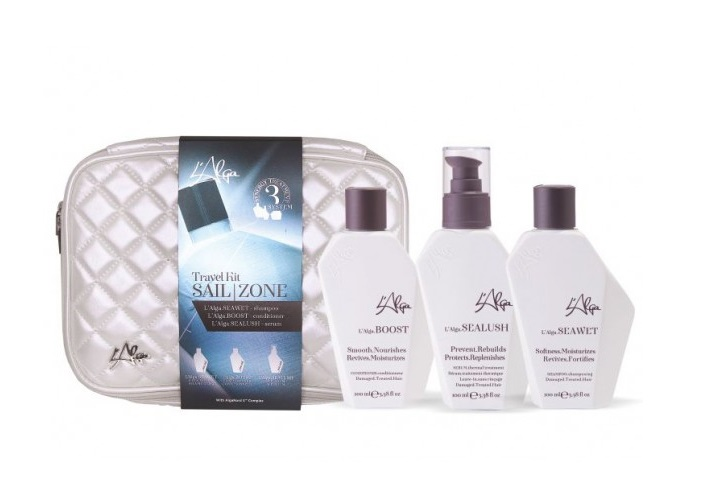L’ALGA Набор Термозащита волос с сывороткой (шампунь 100 мл, кондиционер 100 мл, сыворотка 100 мл, косметичка) Sailzone Beauty Bag кондиционер amplify authentic beauty concept