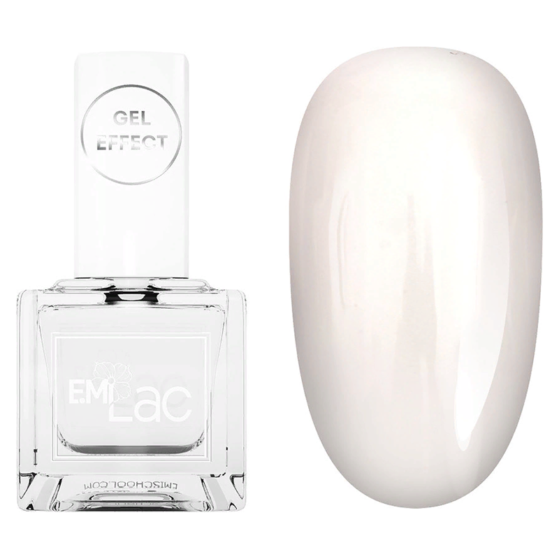 E.MI 001 лак ультрастойкий для ногтей, Снежно-белый / Gel Effect 9 мл, фото 3