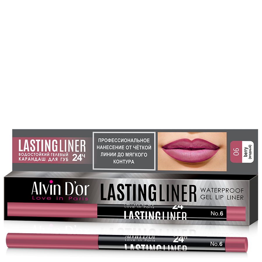 ALVIN D'OR Карандаш гелевый водостойкий для губ, тон 06 ягодный / LASTINGLINER 0,29 гр, фото 2