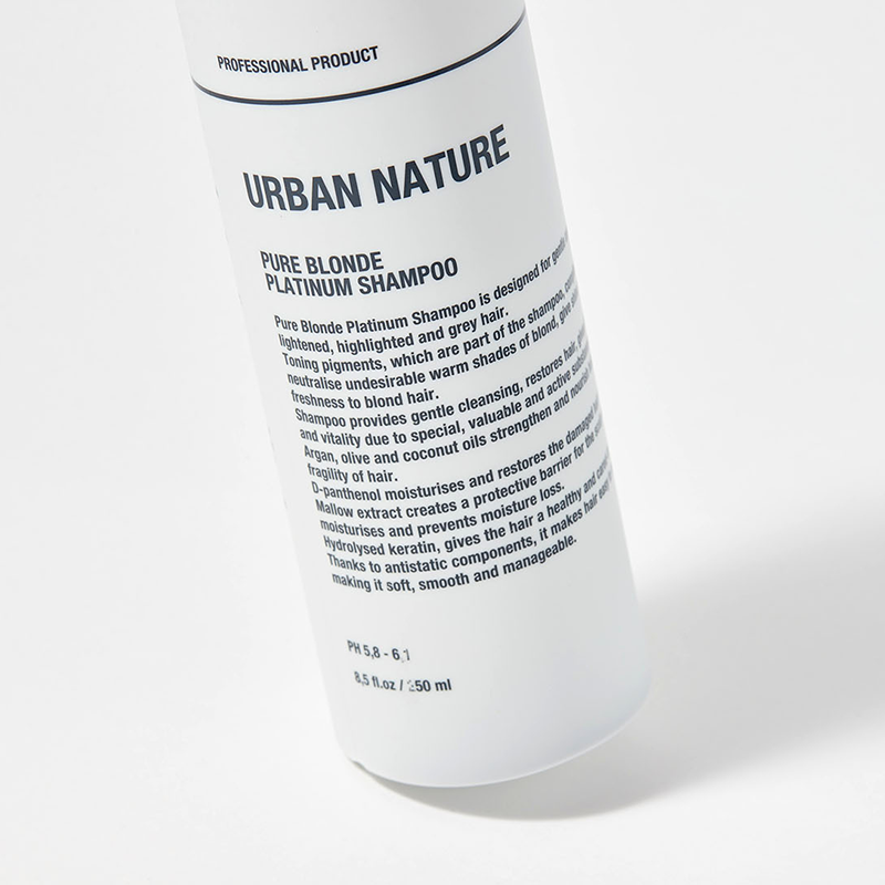 URBAN NATURE Шампунь тонирующий для светлых волос / PURE BLONDE PLATINUM SHAMPOO 250 мл, фото 4