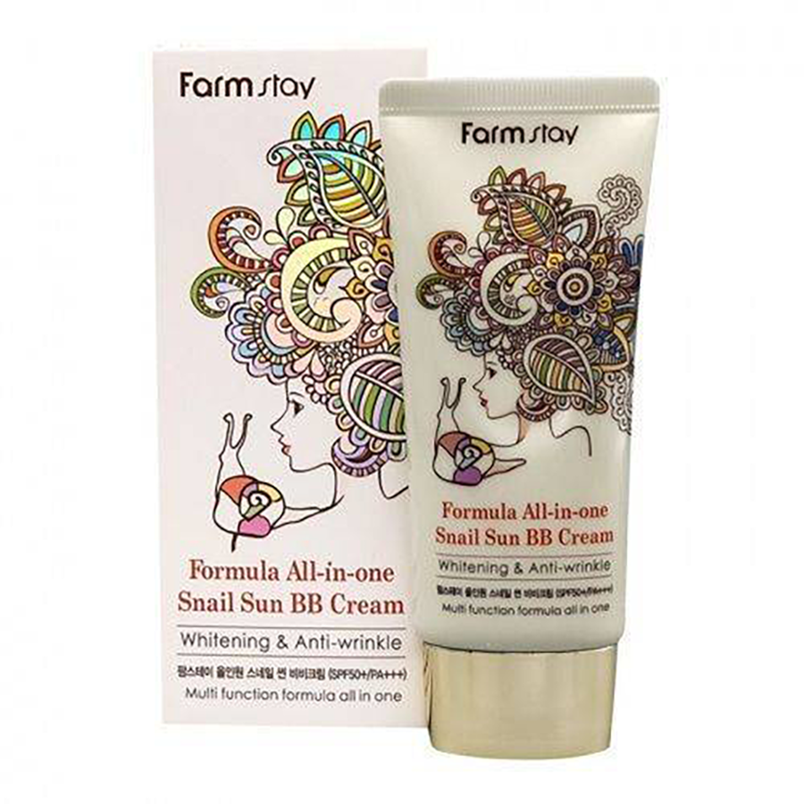 FARMSTAY ББ крем для лица SPF50, PA+++ / ALL-IN-ONE SNAIL SUN BB CREAM 50 мл, фото 2