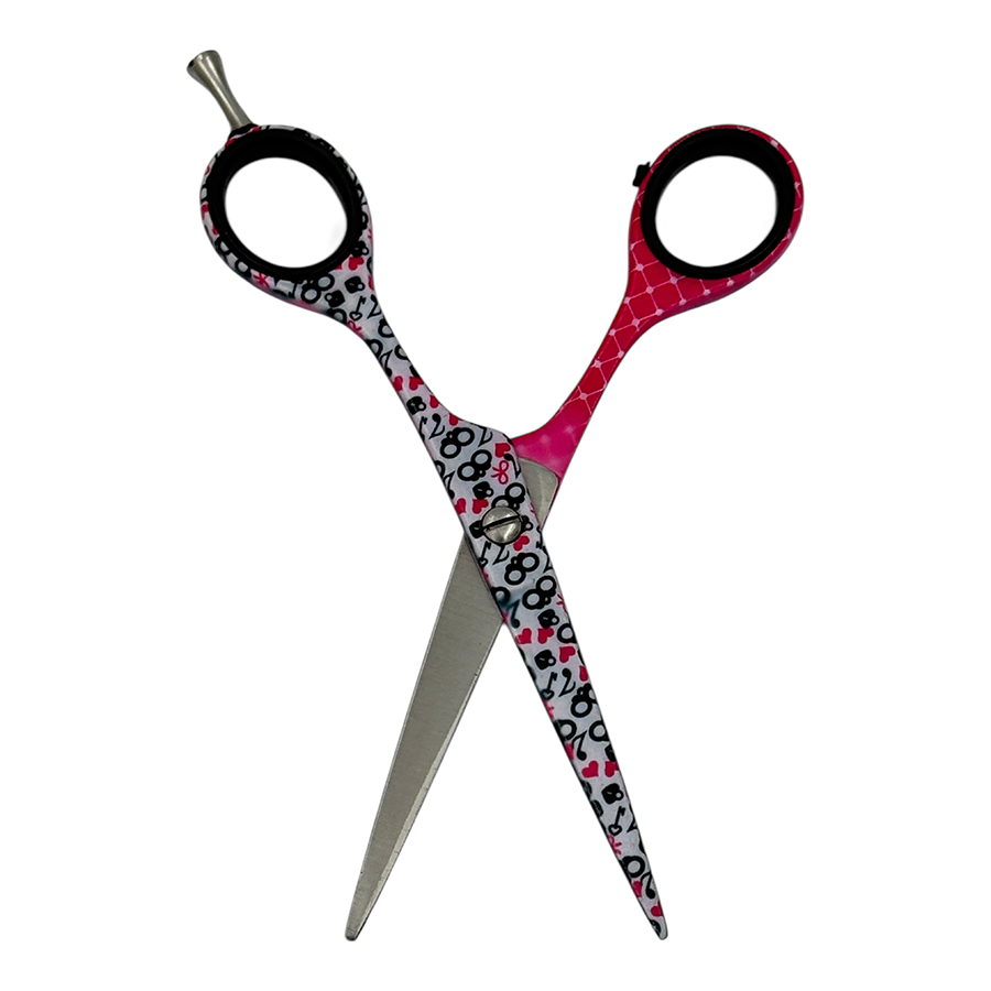 IWOU PROFESSIONAL Ножницы парикмахерские прямые 5,5 розово-черные рисунок/The CREATOR enterprises, фото 2