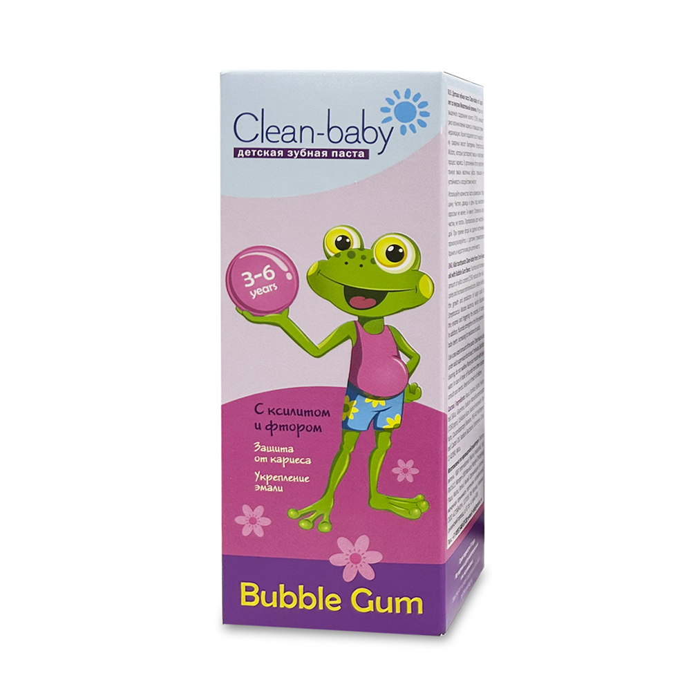 CLEAN-BABY Паста зубная детская от 3 до 6 лет со вкусом жевательной резинки / Clean-baby Bubble Gum 50 мл, фото 2