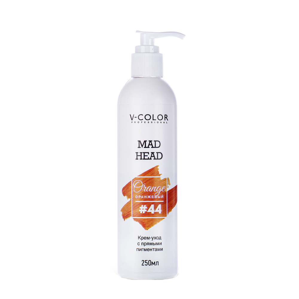 V-COLOR PROFESSIONAL Крем-уход с прямыми пигментами, #44 оранжевый / MAD HEAD ORANGE 250 мл, фото 1