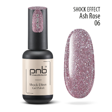PNB 06 гель-лак для ногтей светоотражающий, пепельно-розовый / Gel Polish SHOCK EFFECT Ash Rose PNB UV/LED 8 мл