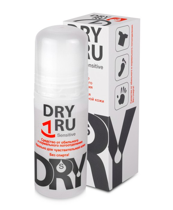 DRY RU Средство от обильного и нормального потоотделения для чувствительной кожи / Sensitive 50 мл dry dry средство от обильного потоотделения длительного действия ролл он 35 мл