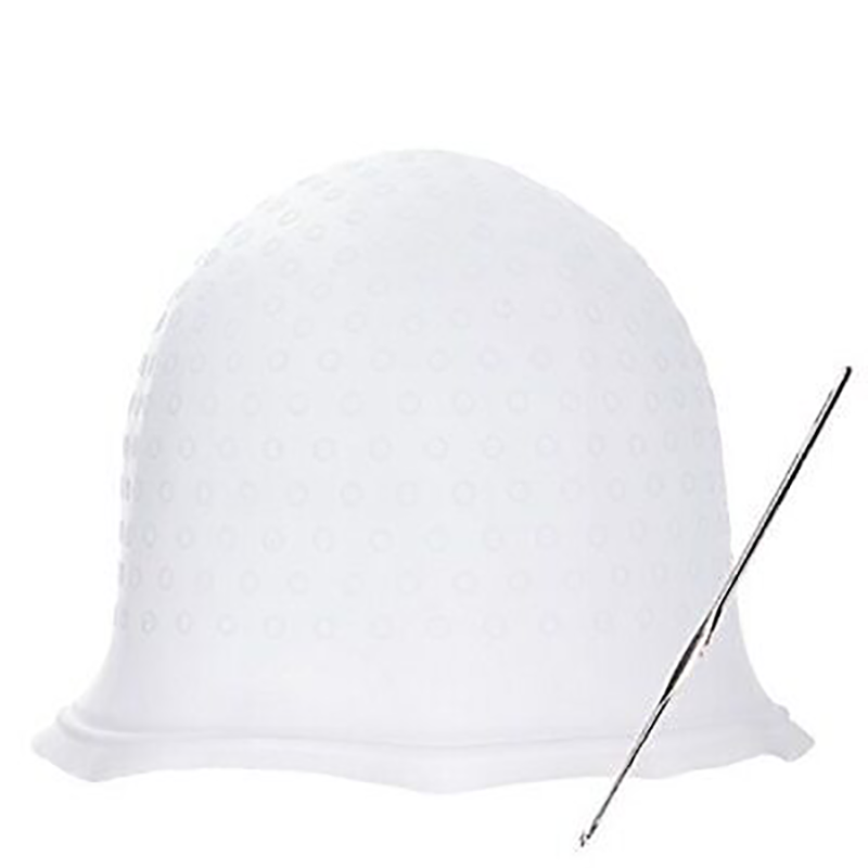 DEWAL PROFESSIONAL Шапочка для мелирования с крючком, силикон (белая) шапочка для мелирования с крючком