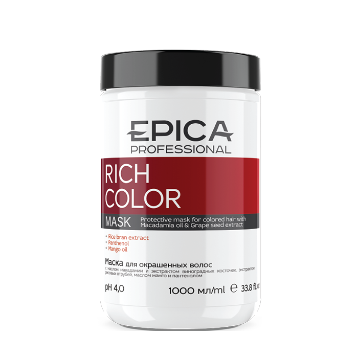 EPICA PROFESSIONAL Маска для окрашенных волос / Rich Color 1000 мл альгинатная маска для лица и тела с экстрактом виноградных косточек 1126006 30 г