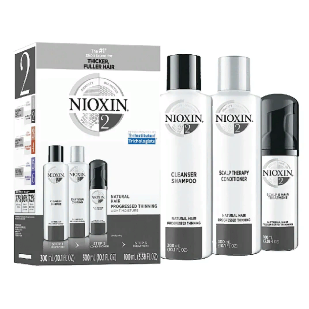 NIOXIN Набор для волос Система 2 (шампунь очищающий 300 мл, кондиционер увлажняющий 300 мл, маска питательная 100 мл) nioxin набор для волос система 4 шампунь очищающий 150 мл кондиционер увлажняющий 150 мл маска питательная 50 мл