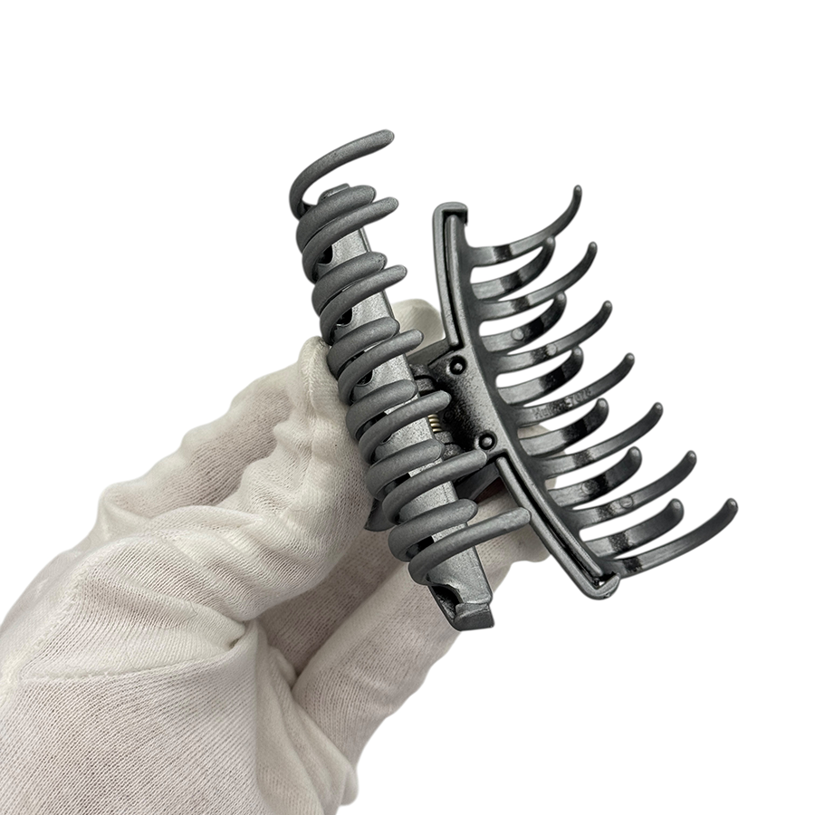 IWOU PROFESSIONAL Краб для волос двухрядный Акула серебро 8,5см, фото 4