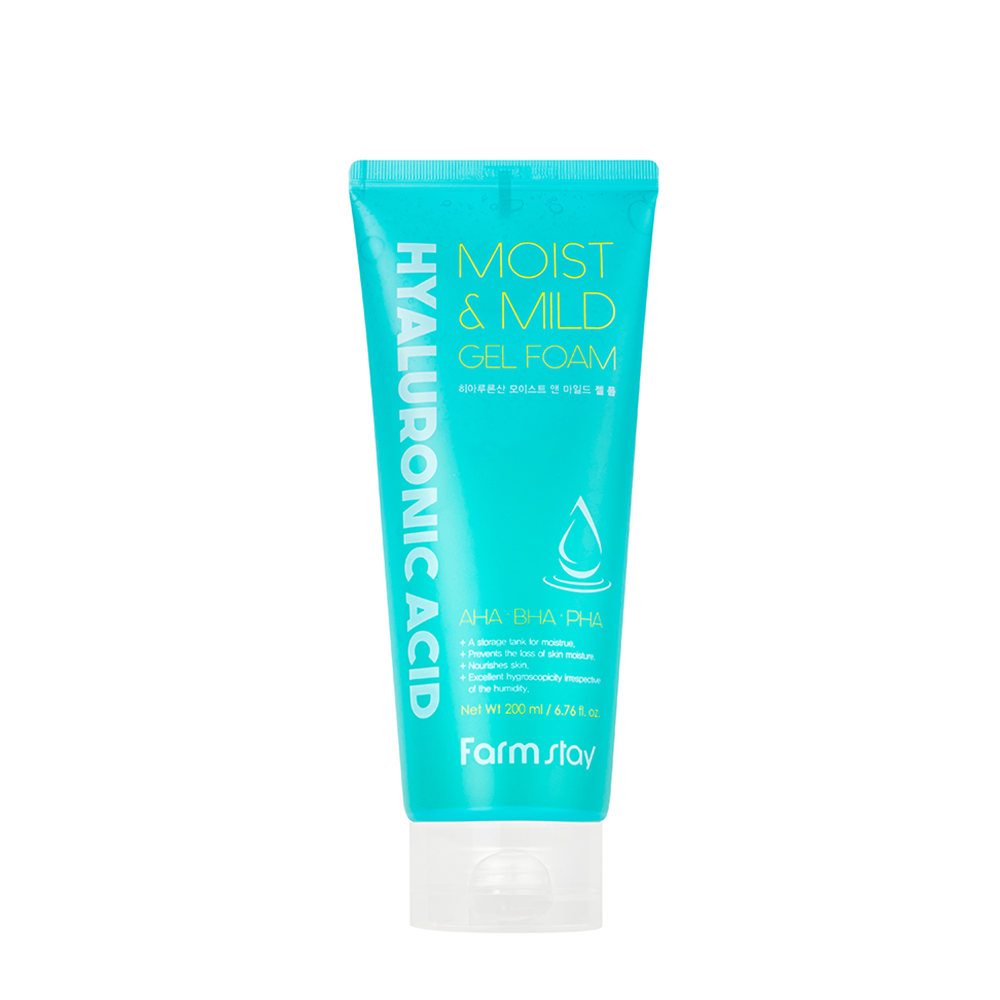 FARMSTAY Гель-пенка для лица с AHA-кислотами и гиалуроновой кислотой Hyaluronic Acid Moist   Mild Gel Foam 200 мл 1180₽
